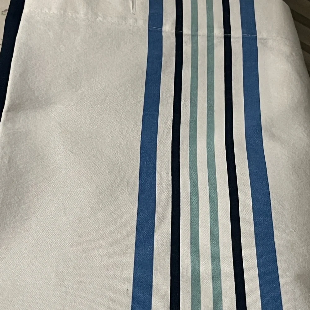 Kassatex White and Navy Striped Fabric shower curtain